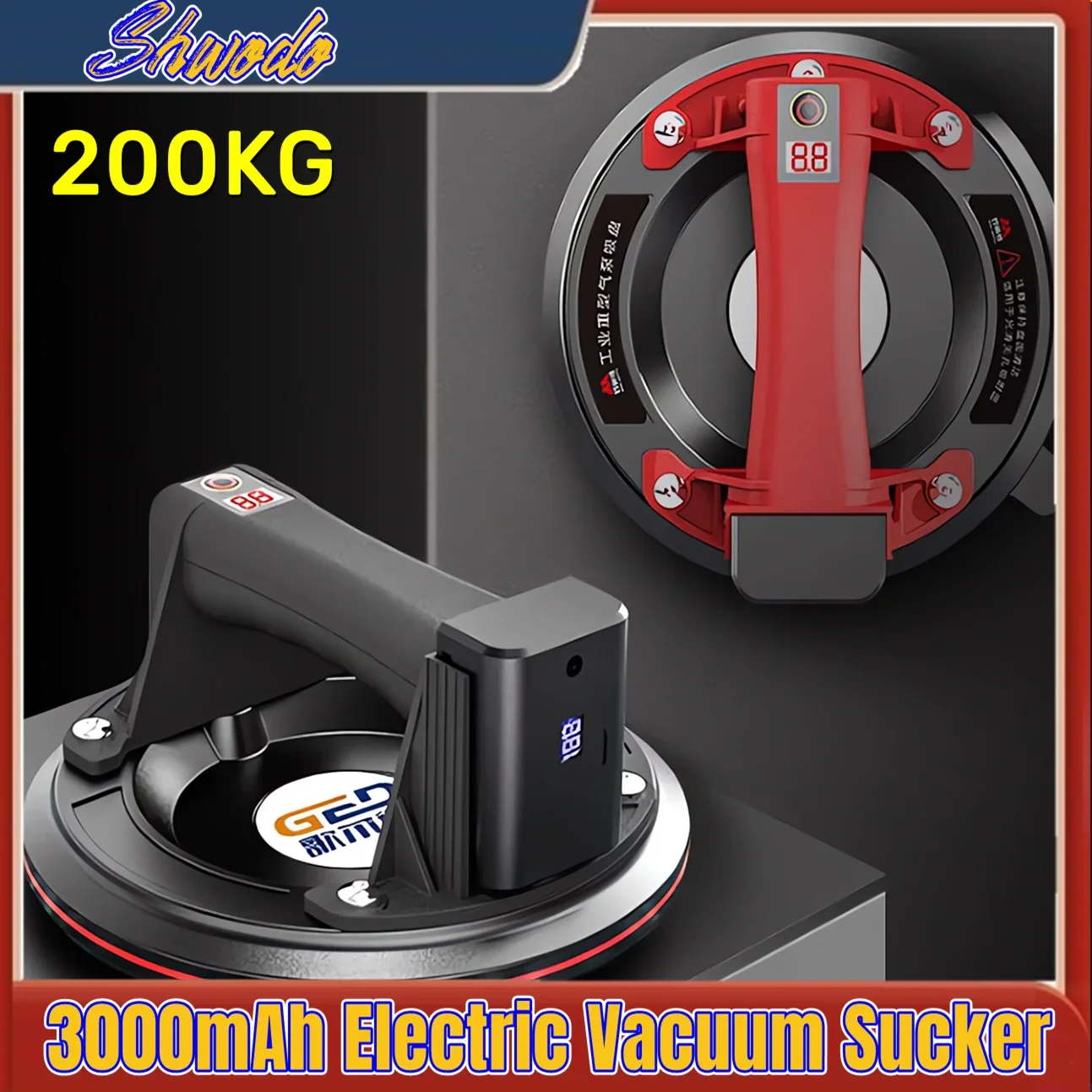 200KG 3000mAh Electric Vacuum Sucker for Glass Tile Strong Bearing Capacity Industrial Electric Vacuum Suction Cup with Air Pump