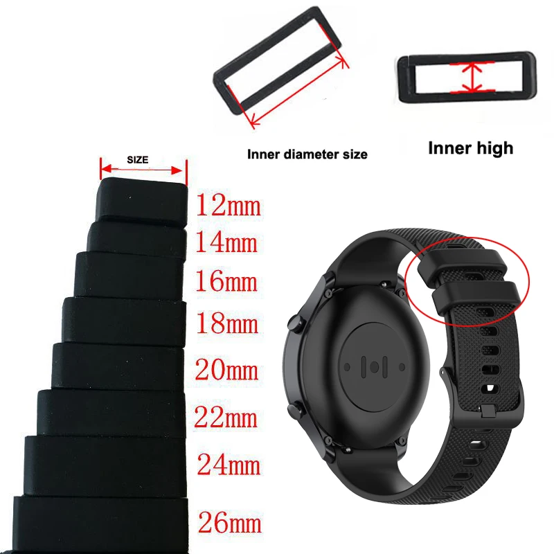 2-10pcs Watchband Ring 12 14 16 18mm Smartwatch Band Strap Loops Silicone 20 22 24 26mm Keeper Loop Security Holder Accessories