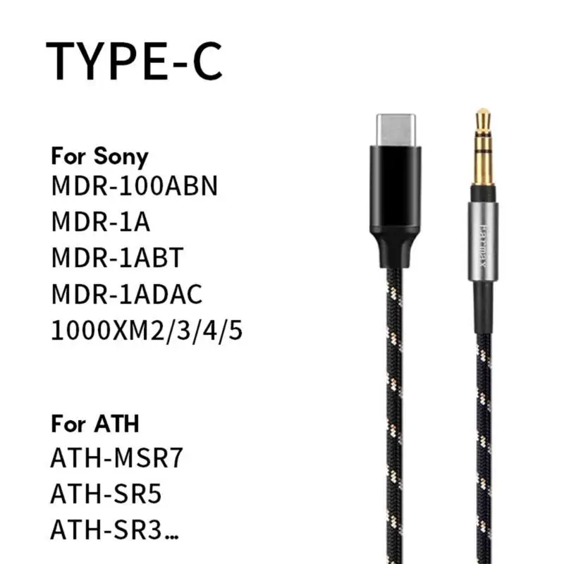 Durable Headphone Cable Nylon Braided for MDR1A 1000XM3 XM4 1AM2 Headphones