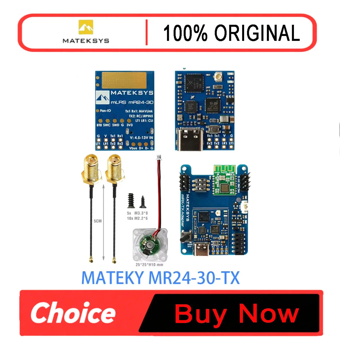 MATEK MATEKSYS MR24-30-TX MLRS MAVLINK 2.4GHZ TX MODULE KIT 2.4G LoRa 30 dBm RF Power For RC FPV Long Range Drones