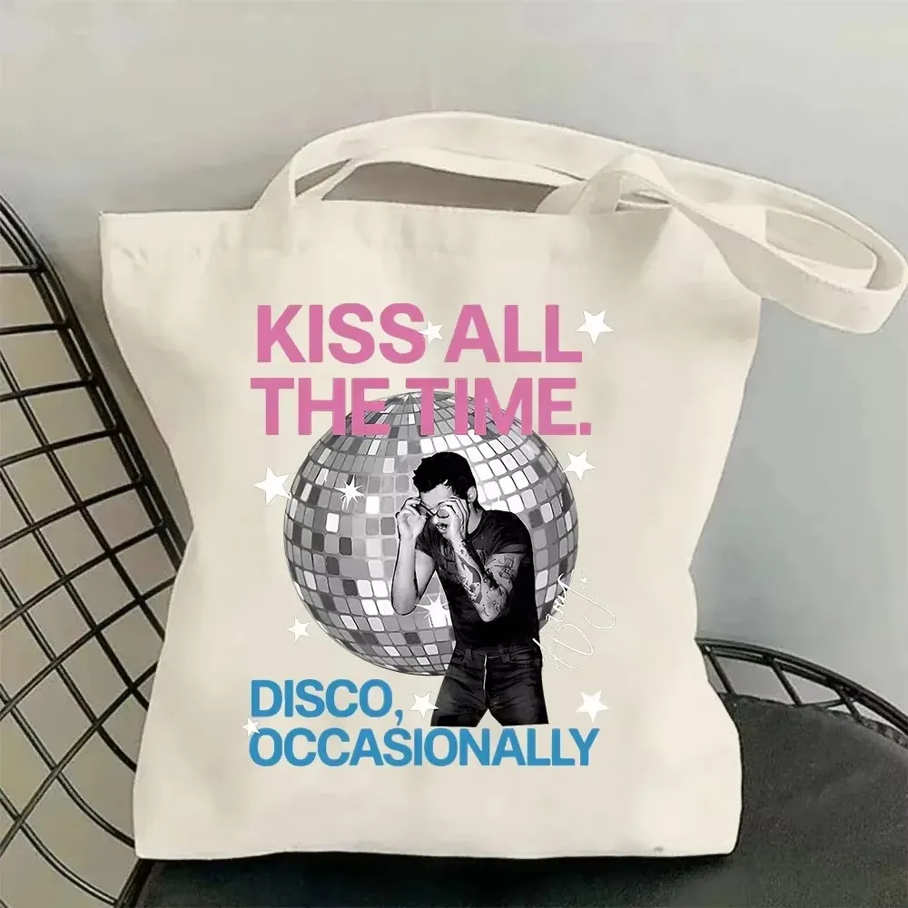 Kiss All The Time Disco Occasionally Album Music Canvas Bag Shopping Tote Bag Casual Shopper Bag for Fans Gift Student's Bags