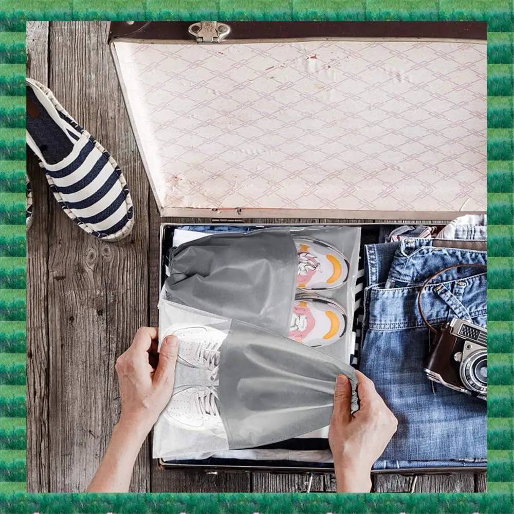 

B76A 15 PCS Travel Shoe Bag, Portable Drawstring Shoes Storage Bags Non-Woven Dust Proof Pouch Space Saving Organizer