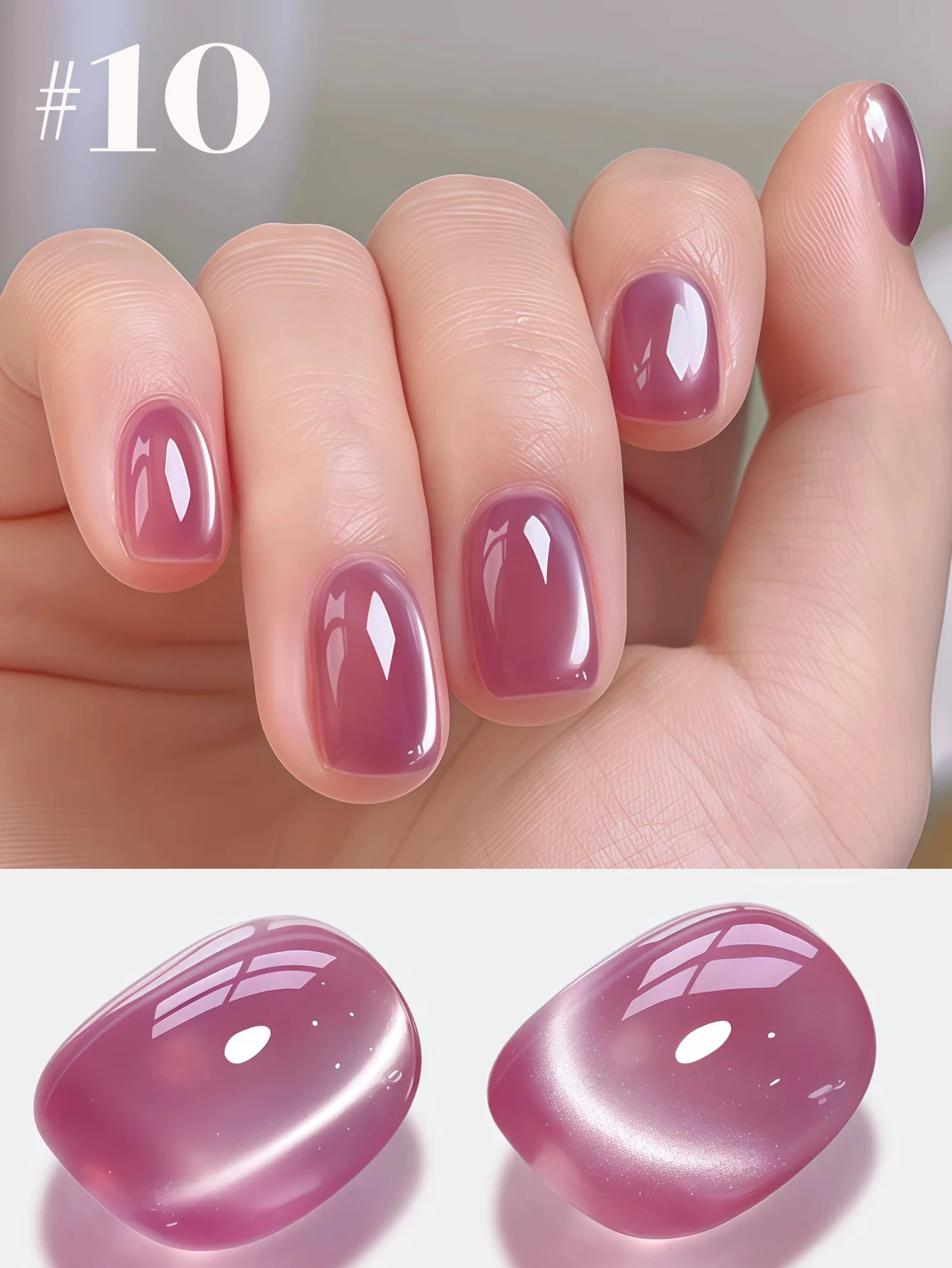 TC 12-Color Ice Transparent Glass Beads Cat Eye Gel Nail Polish Set Soak Off UV French Cat Eye Gel Nail Polish Manicure Salon