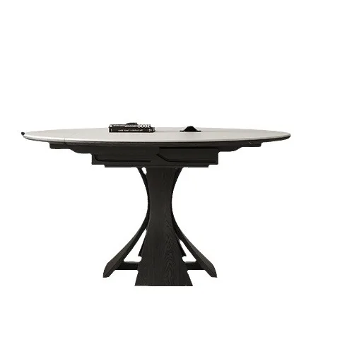 

Medieval style rock slab dining table retractable household small apartment with dual purpose