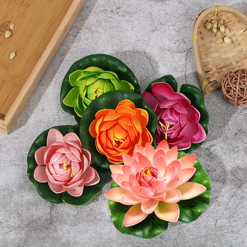 5pcs Artificial Floating Water LilyLotus Flower Pond Decor 10cm Artificial Lotus