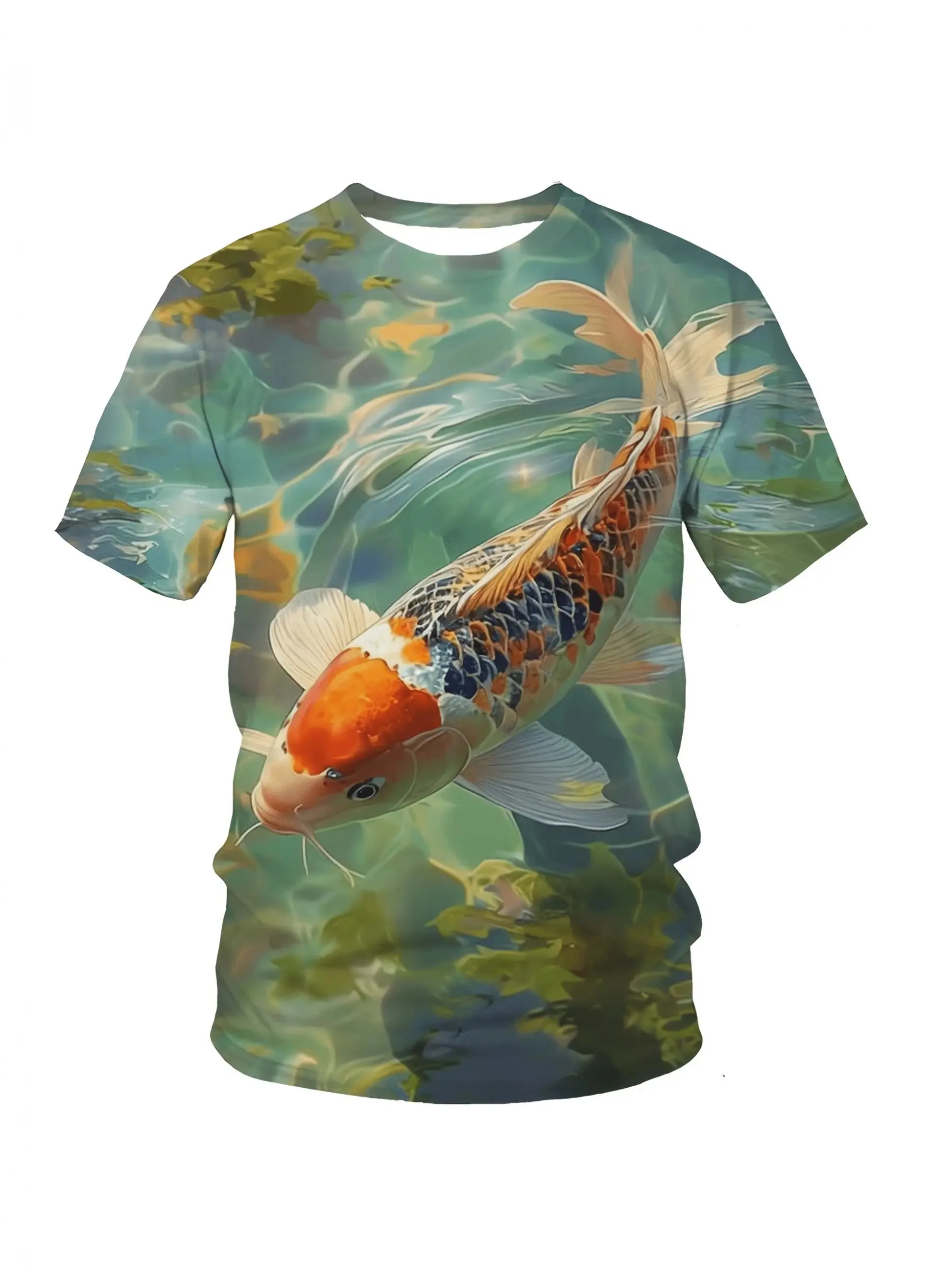 الرجال ثلاثية الأبعاد طباعة كوي الأسماك تي شيرت اليابانية مستوحاة الكارب تصميم المتضخم قميص عادية كم قصير تي شيرت ملابس للرجال البلوز #2
