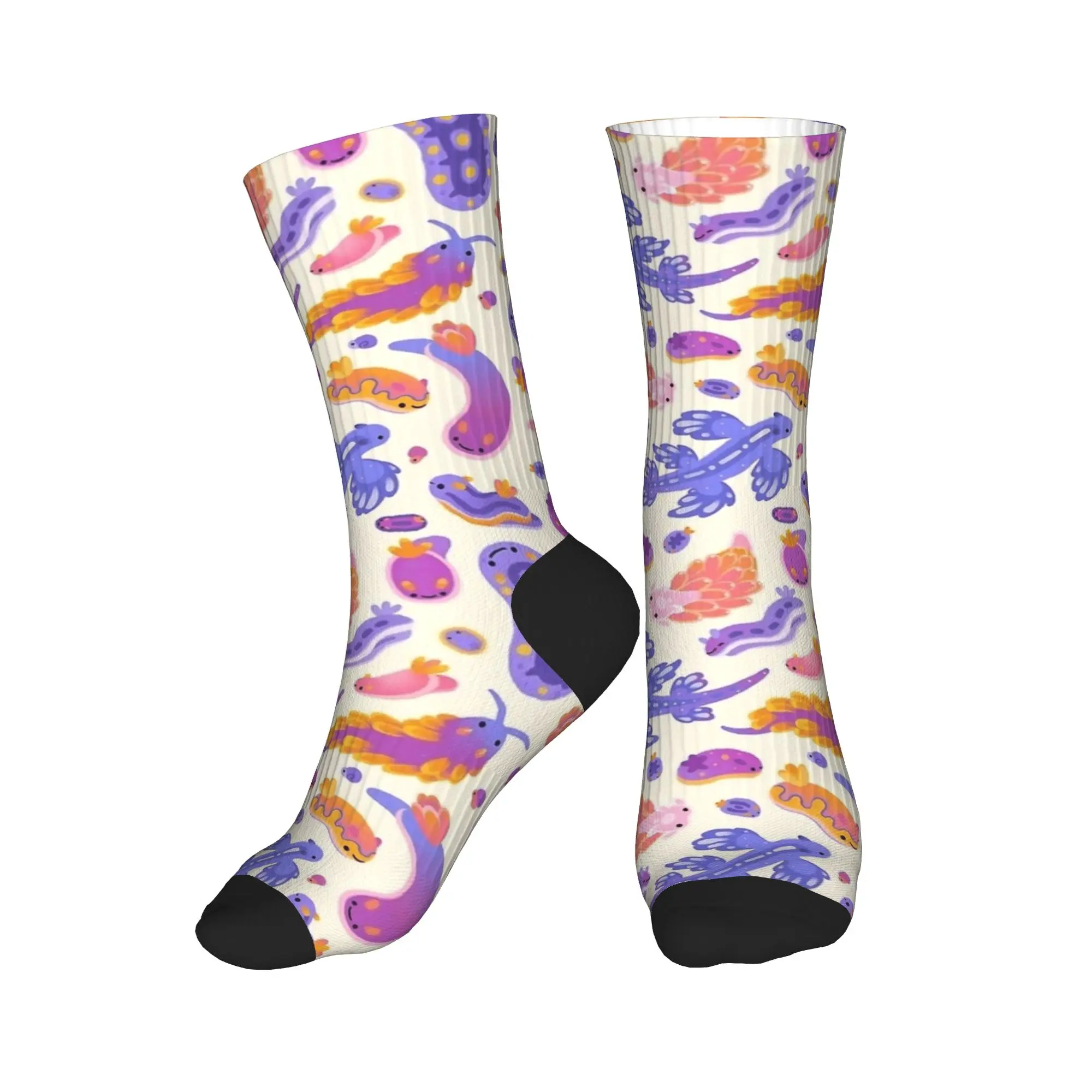 Medias con estampado Pastel de babosa de mar, calcetines novedosos estampados, calcetines antideslizantes de primavera, calcetines medianos suaves para parejas al aire libre