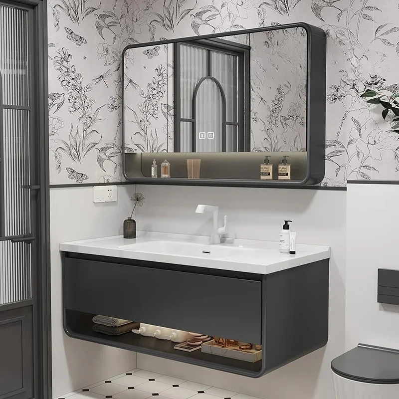 Retro Bathroom Cabinet Ceramic Whole Washbin Countertop Washstand Cabinet Holding Basin Wash Basin Cabinet