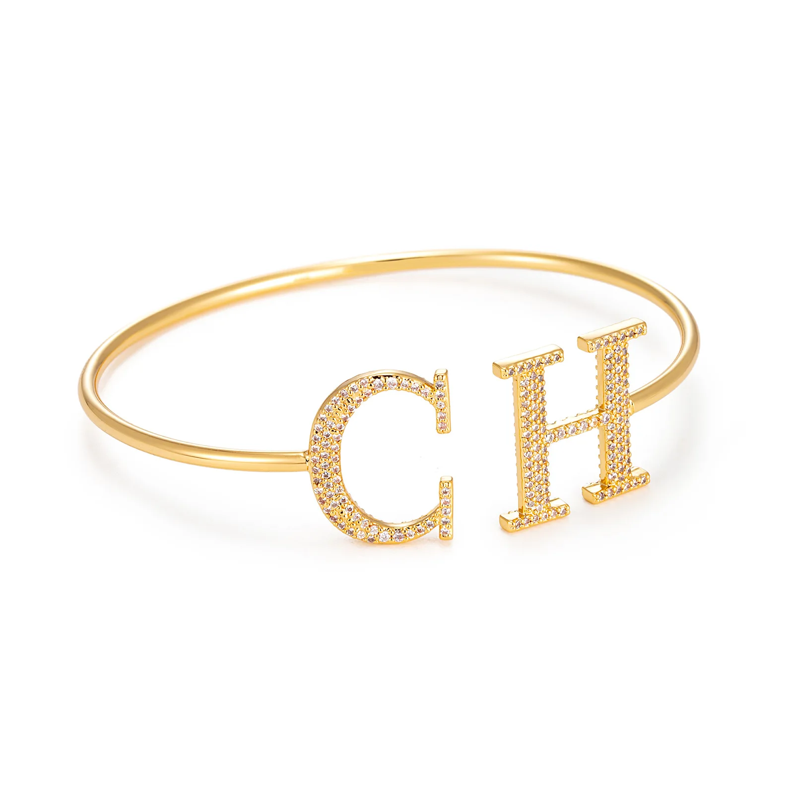 CHHC 2026 سوار بحروف للنساء مطلي بالذهب زركونيا سلسلة قابلة للتعديل تصميم عربي أنيق مجوهرات تشيكوسلوفاكيا ، صندوق هدايا مناسب مريح #4