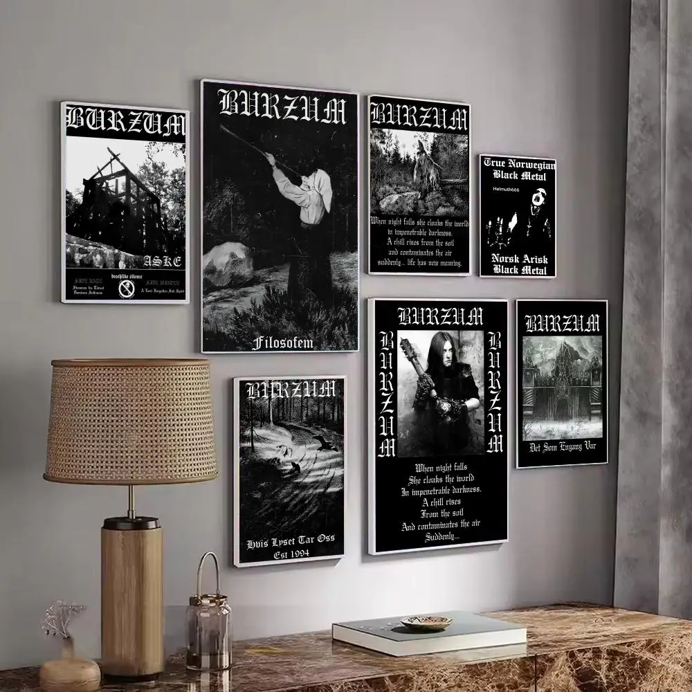 Pop Singer Music Album B-Burzum Poster Decorative Stickers Wall Art Mural Photo Design for Home Living Room Hallway Decor Gift