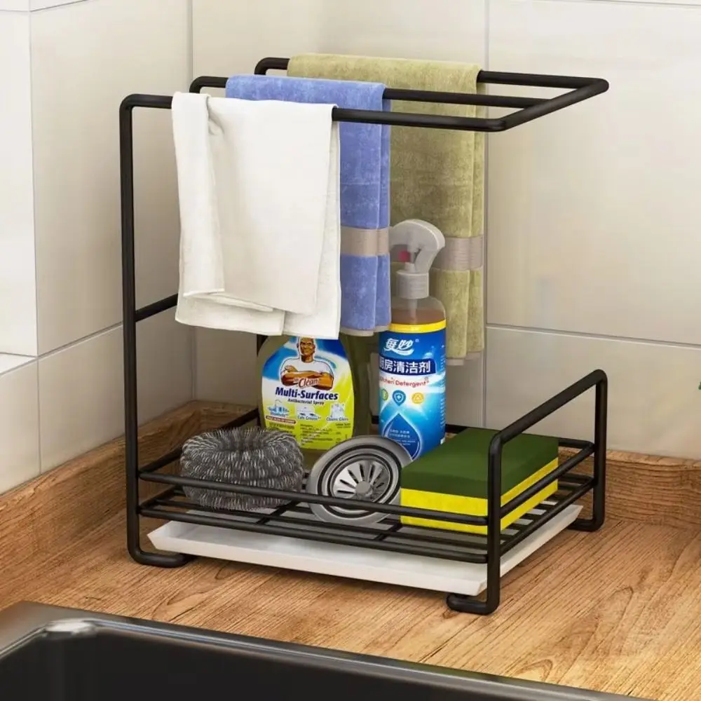 Durable Wall-mounted Kitchen Cloth Rack Punch Free Easy Clean Bathroom Shelf Waterproof Drainer Shelf