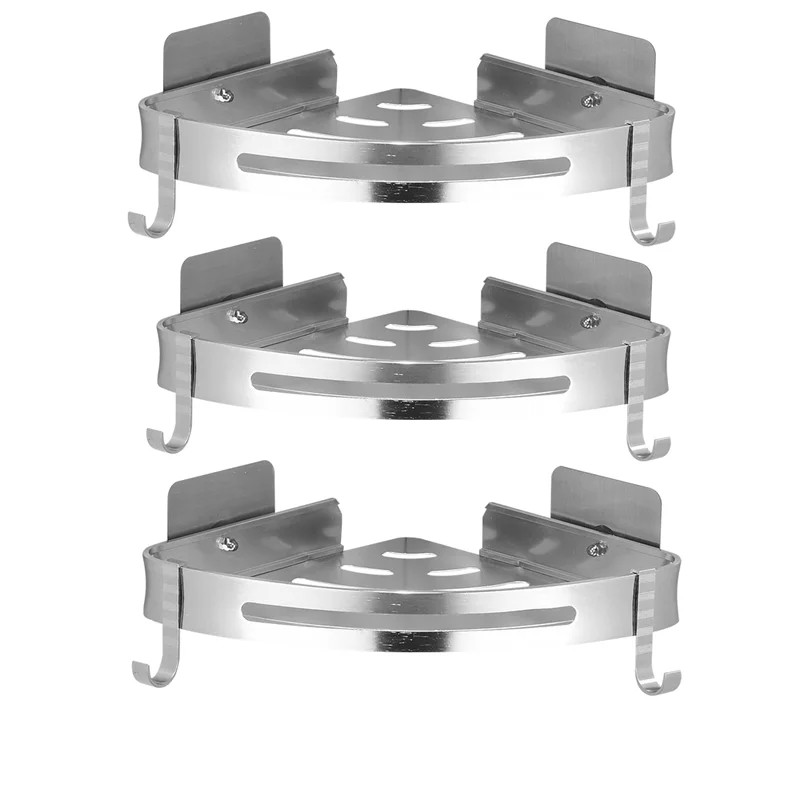 Perforation-Free Silver Bathroom Tripod Bathroom Storage Shelving Vanity Vanity Bathroom Wall Hanging Rack