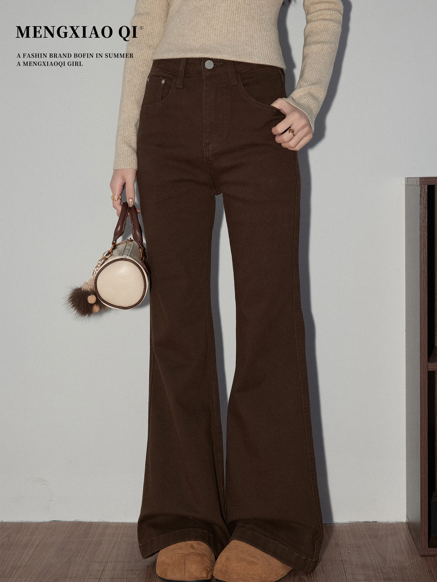 

Женские джинсы Slim Fit с высокой талией, драпировкой и широкими штанинами, длиной в пол, осенне-зимние, маленькие размеры, повседневные, синие, из денима