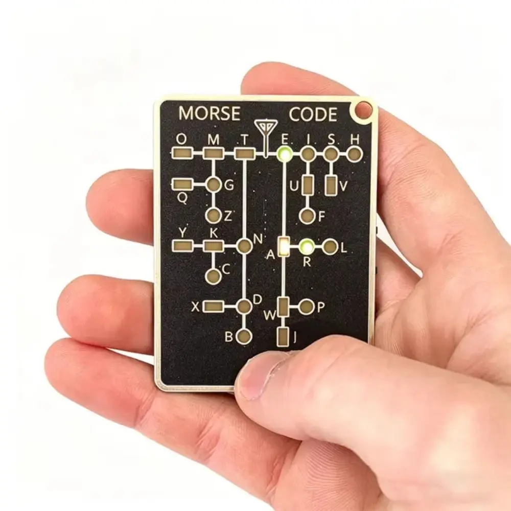 LED Morse Code Trainer Card Portable Pocket-Sized Morse Code Learning Tool Lightweight Encryption Practice Device