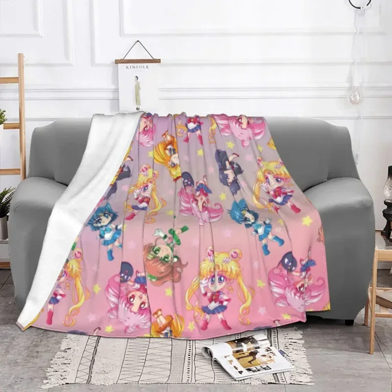 Crystal Team Pattern Blanket Warm Fleece Soft Flannel Sailor Japanese Anime Throw Blankets for Bed Sofa Home Spring Autumn