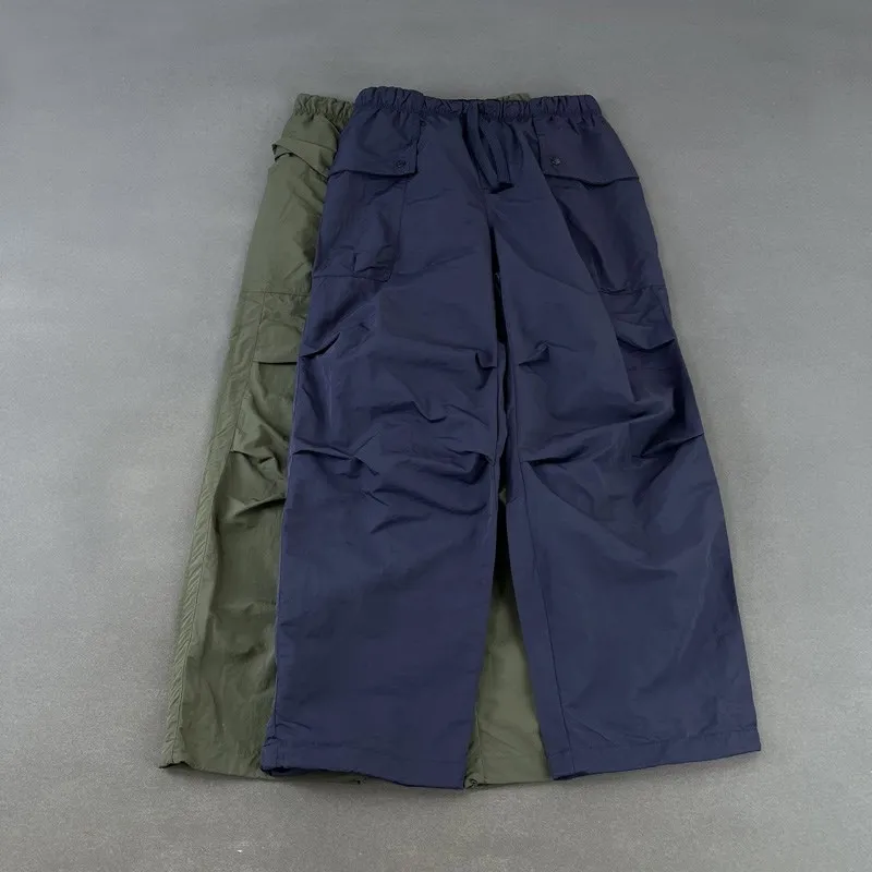 

Men's Spring Summer Thin Quick Dry Paratrooper Loose Wide Leg Pants Casual Workwear Trousers Fashionable Urban Style
