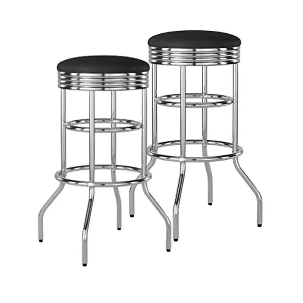 

Swivel Bar Stools 30-Inch Faux Leather 2 Pack Metal Base Black