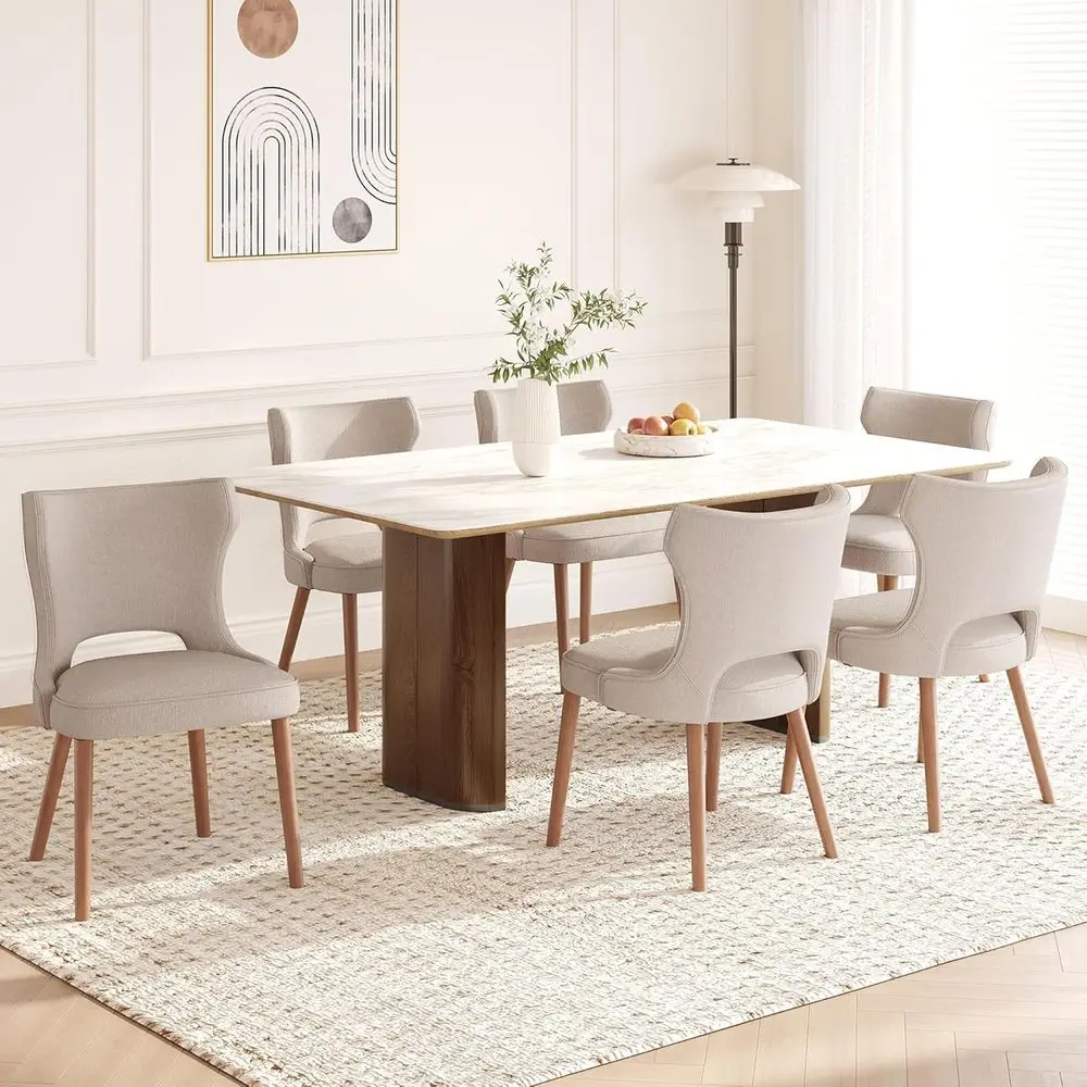 

Набор из 6 деревянных обеденных стульев, стулья для столовой в стиле амбарного дизайна с ножками из массива дерева, кухонные стулья Century, стулья с обивкой.