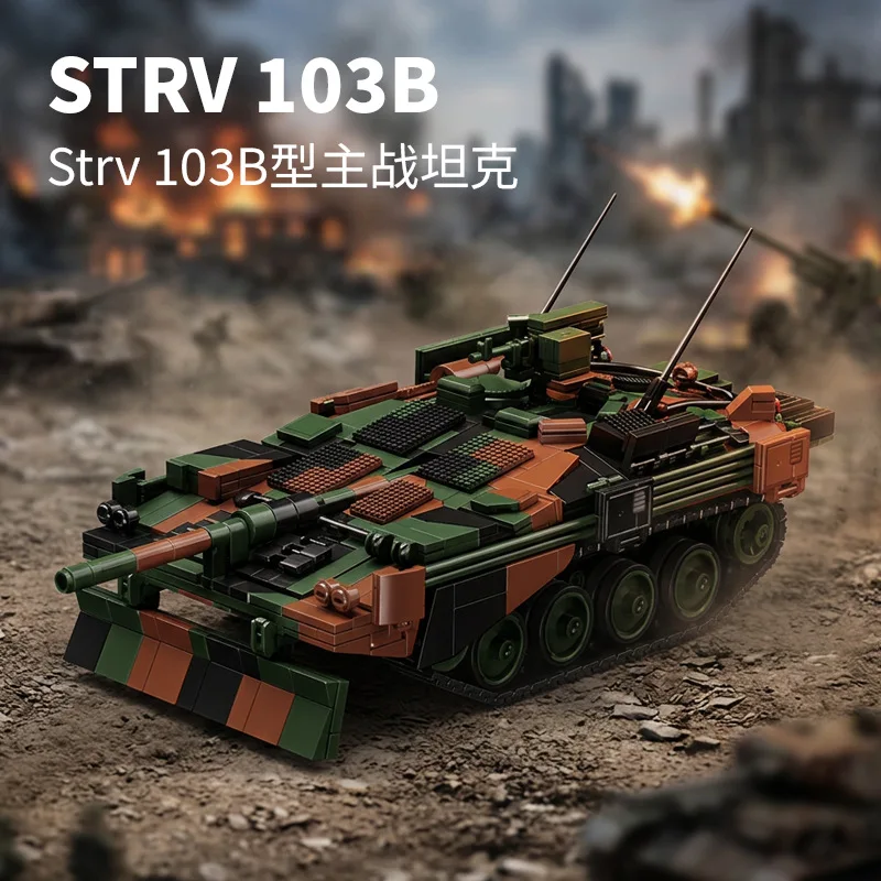 IN STOCK Creativity 1:28 Military STRV103B Tanks Building Blocks Bricks Assembling Model DIY Adult Toy Christmas Gift Set