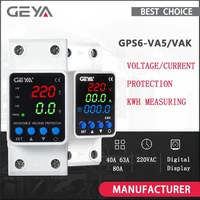 GEYA-dispositivo de protección de sobretensión ajustable, carril Din, 40A, 63A, 80A, 220VAC, pantalla Digital, Protector de voltaje