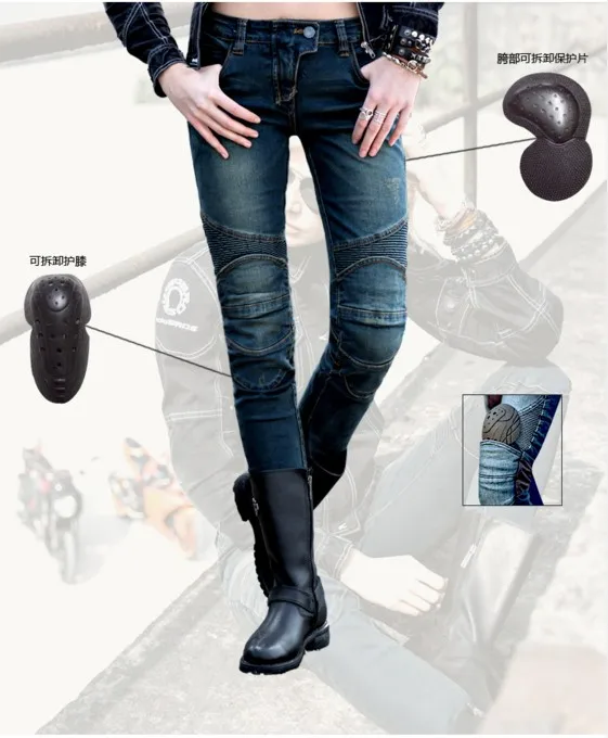 

Uglybros Winter Warm Motorcycle Pants Motorbike Straight Stretch Denim Jeans Woman Outdoor Riding Trousers All Size 25.26.27