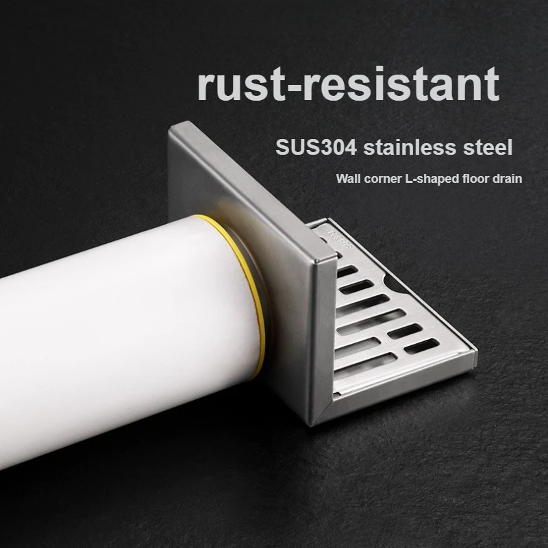 

Напольный слив из стали 304, L-образный, настенный, для труб 50/75/110 мм, антикоррозийный, с защитой от запаха, для балкона, террасы, улицы