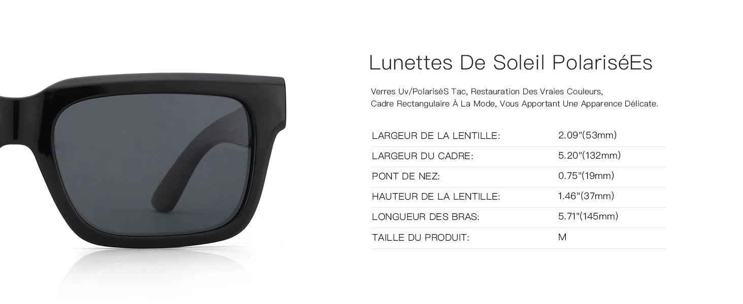 ZENOTTIC Modische rechteckige Sonnenbrille für Herren und Damen, polarisiert, UV400-Schutz, klassische, trendige Sonnenbrille zum Fahren – Detail 13