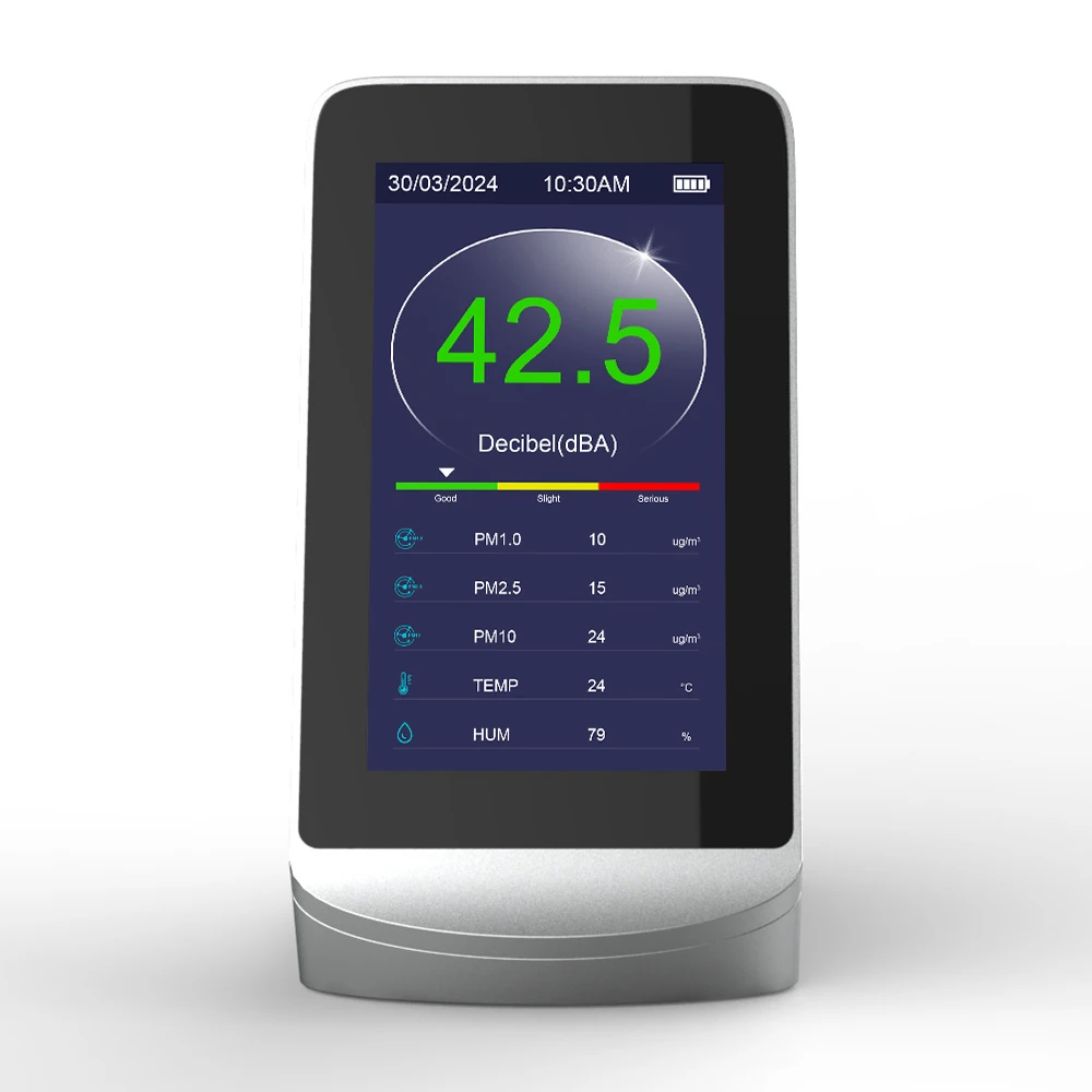 Dienmern Home Monitor Decibel Meter & Air Quality Detector with Noise Level PM1.0 PM2.5 PM10 Temperature Humidity Gas Analyzers