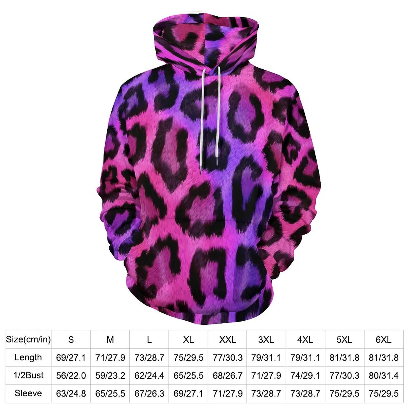 Two Tone Casual Hoodies Long Sleeve Cheetah Print Modern Hoodie Autumn Streetwear Printed Oversized Top