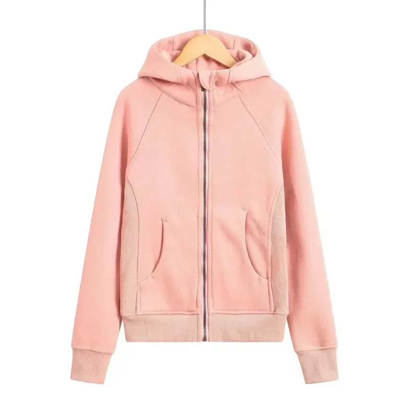 Feminino mergulho outerwear esportes hoodie outono/inverno engrossar quente fino-ajuste manga longa com capuz camisolas definir jaquetas casaco