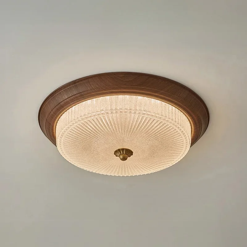 

2025 Walnut Color Etched Glass Lampshade, French Retro Art Vintage, Ceiling Light For Dining Room, Bedroom Bedside, Kitchen, Stu