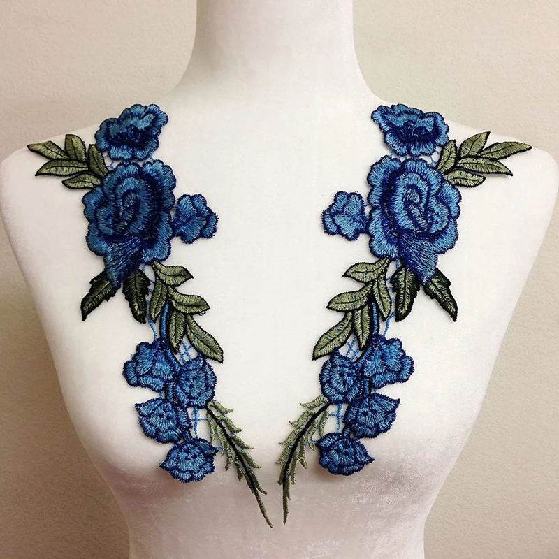 2 Teile/satz 3D Blume Stickerei Applique Patch Für Abend Rock Kleidung Spitze Kragen Dekoration Patch Nähen Auf Zubehör – Detail 9