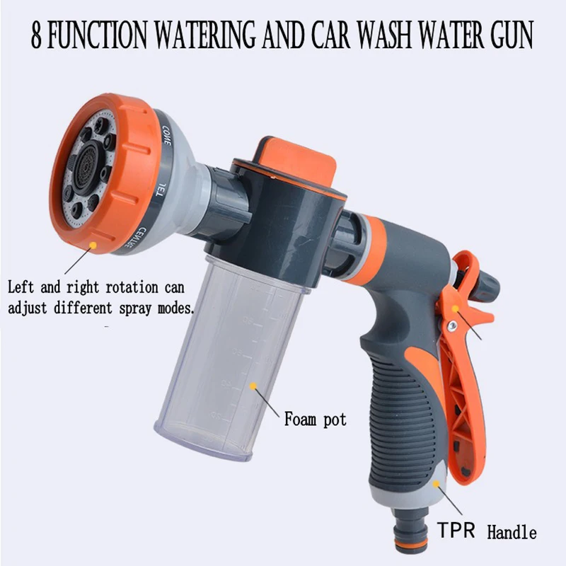 Function Foam Lance Water Gun High Pressure Nozzle Jet Garden Car Water Washer Sprayer With Foam Pot Cleaning Car Wash Tool