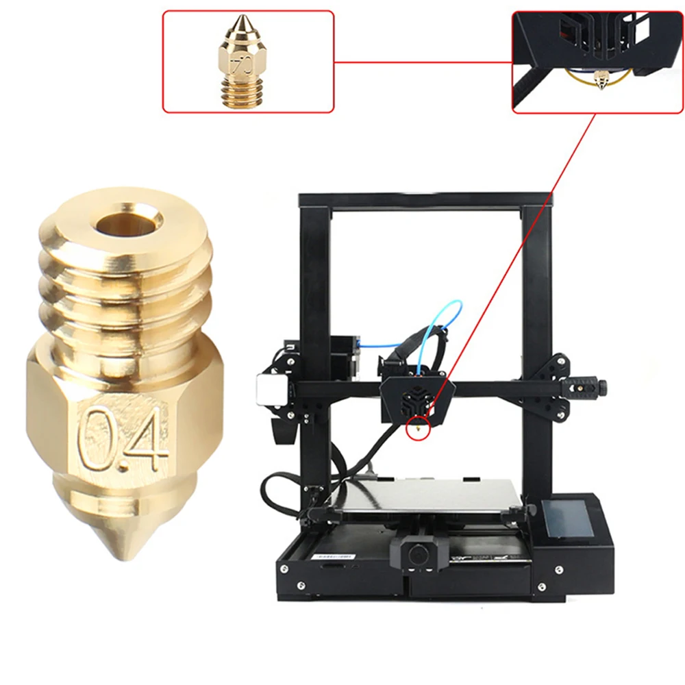 

1PCS Printer MK8 Brass Nozzle 0.4MM Extruder Print Filament Nozzle For 1.75MM CR10 CR10S Ender-3 Series 3D Printer Accessories