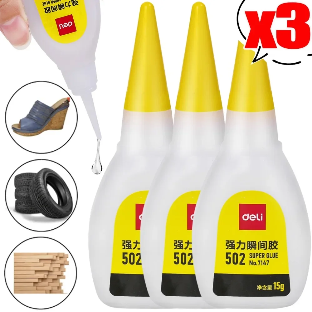 3/1PC 502 슈퍼 접착제 인스턴트 드라이 시아노아크릴레이트 강력한 접착 사무용품 빠른 본드 가죽 고무 유리 금속 액체 접착제