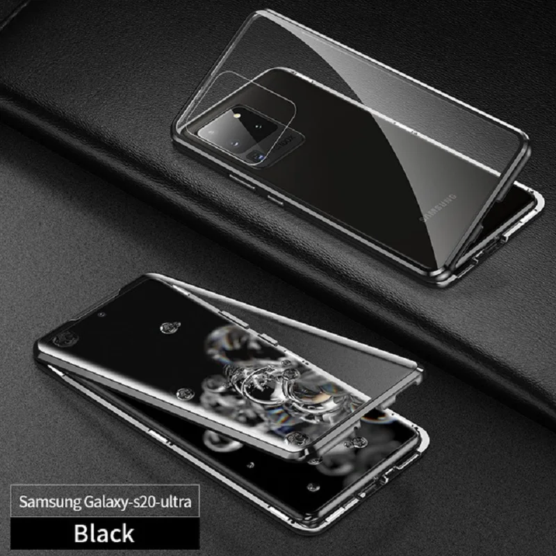 

Anti-Shatter Glass Metal Magnetic Protection Case For Samsung S2 2Plus Note20 S23 S24Ultra S21 S23FE A71 A51 A14 A53 Phone Case