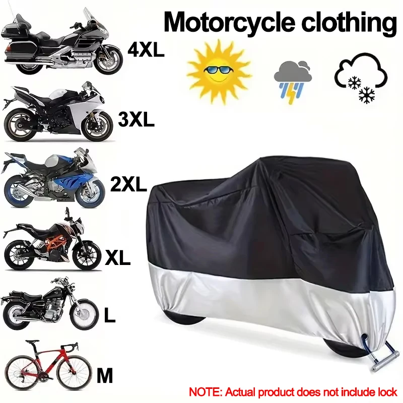 Motorcycle Bike Cover Waterproof All Season Dustproof UV Protective Outdoor Indoor Scooter Wear-resistant Fabric Motorbike Cover