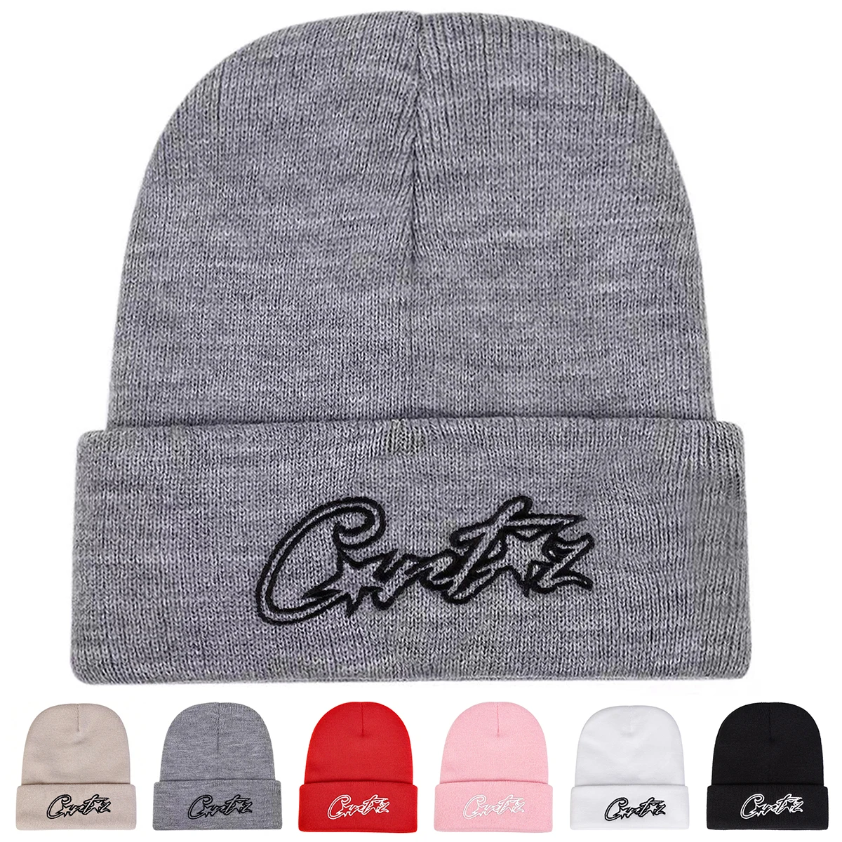 Unisex CRTZ Letter Pentagram Embroidery Beanies Autumn and Winter Warm Knitted Hat Outdoor Casual Caps Hip Hop Caps for Women Me