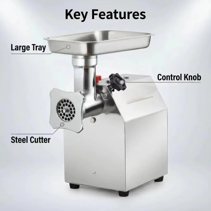 New Automatic Tabletop Commercial Electric Meat Grinder-Stainless Steel 200kg/h Capacity Three Phase Multi-Voltage SHANGQI view 2