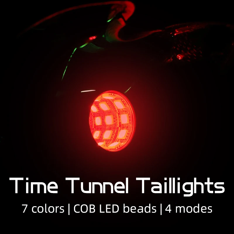 High Visibility Space-time Tunnel Bicycle Taillight Waterproof Long-lasting Safety Warning Light for Night Cycling