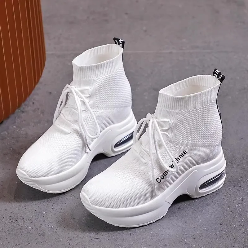 

High Top Elastic Sock Shoes for Women's 2025 Autumn New Breathable Casual Shoes Lightweight Sports Shoes Sneakers Women