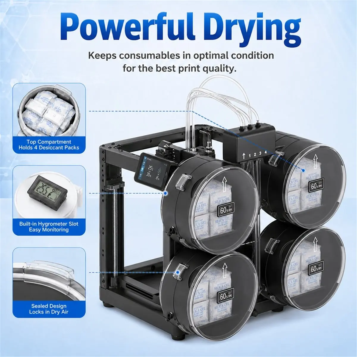 AU47-For FlashForge AD5X Filament Dry Box Environment for Drying Filaments to Improve Print Quality Kit for AD5X