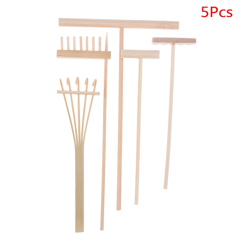 Hot sale 5Pcs Bamboo Zen Garden Rake Meditation Tools Home Decoration Relaxation Handcrafted