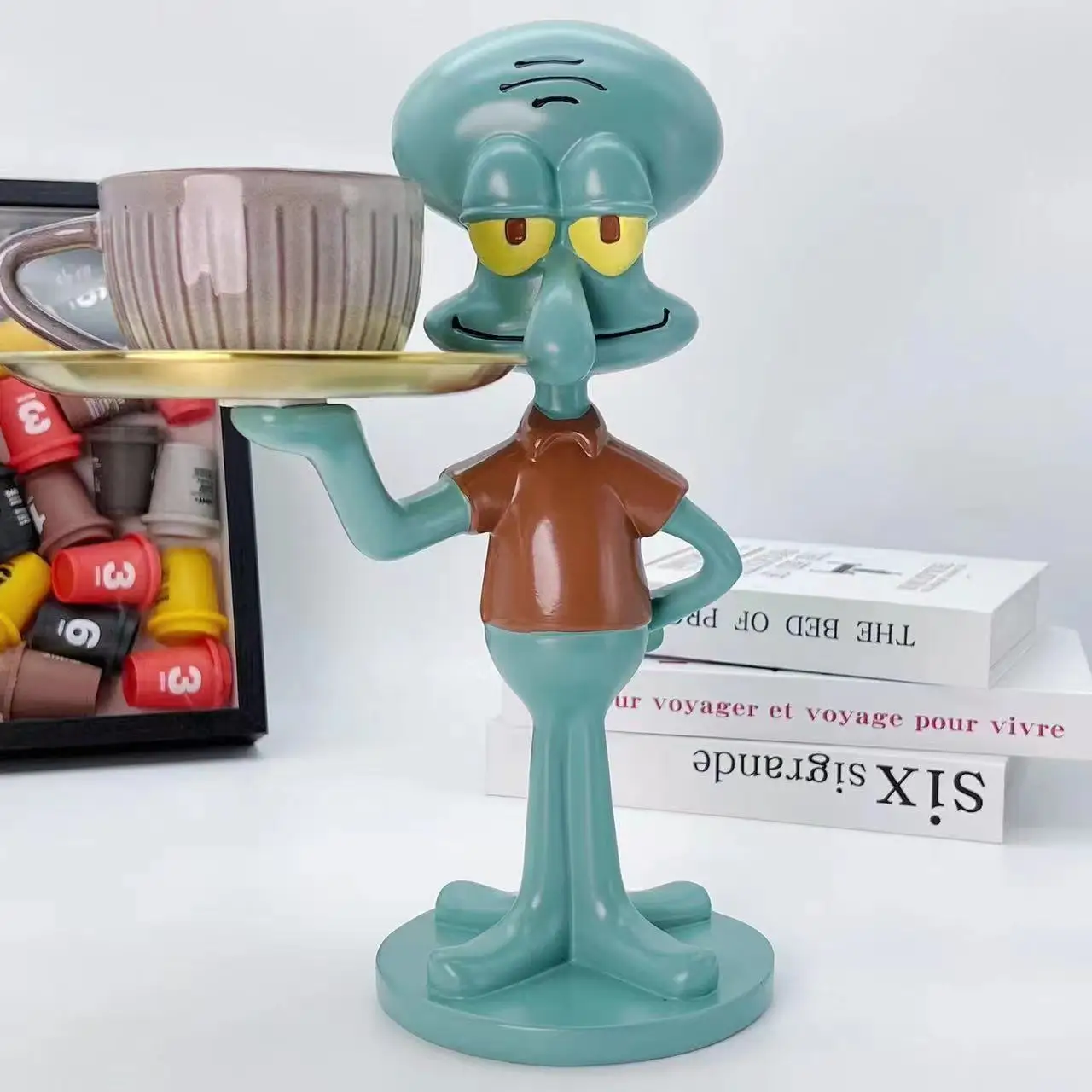 

Squidward Tentacles Tray Figurine SpongeBob Cartoon Character Storage Holder Cute Home Tabletop Ornament for Keys Snacks Display