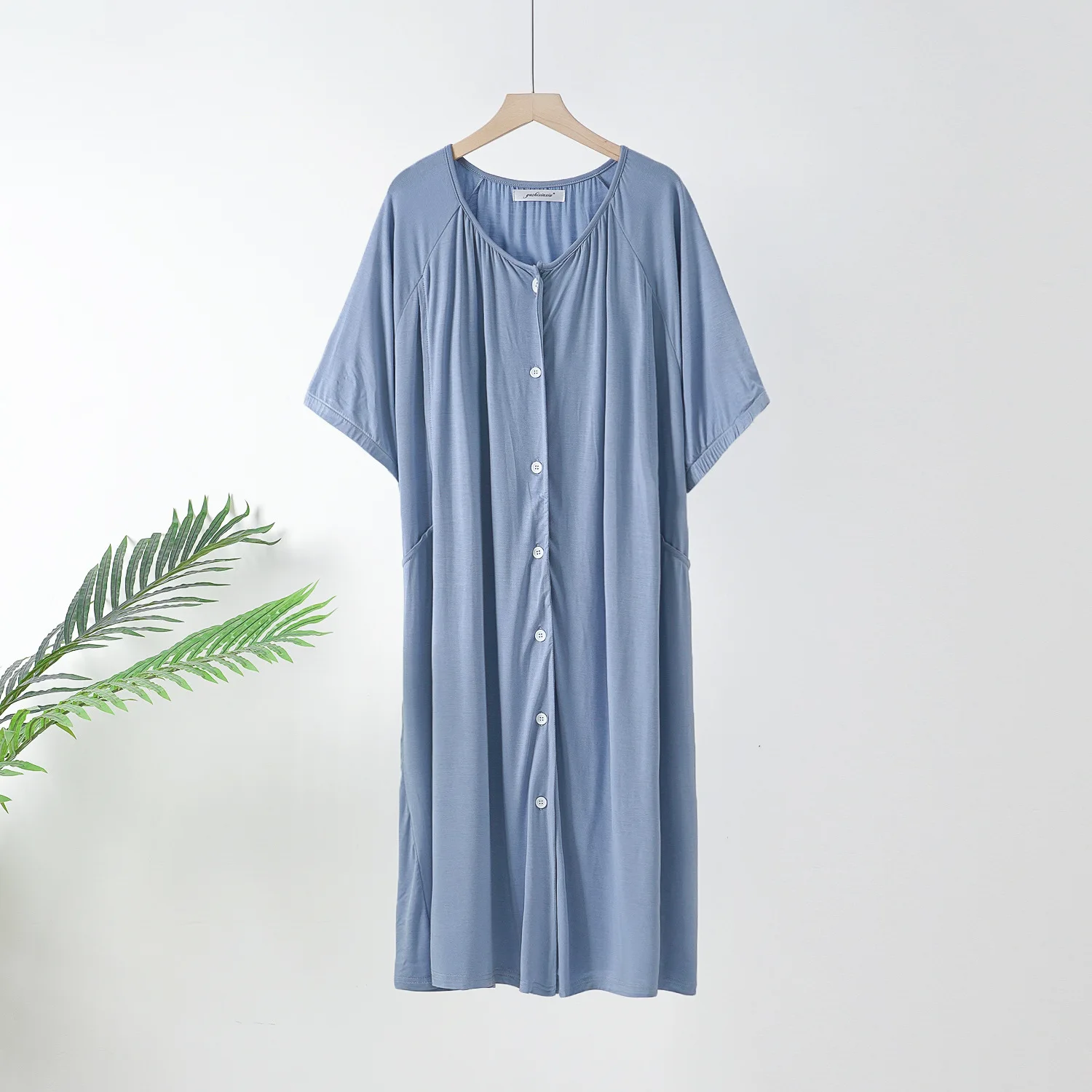 Women\'s 100% Cotton Nightgowns Button Down Nursing Pajamas Nightshirt Pregnant Woman Sleepshirt Pajama Dress Casual Nightdress