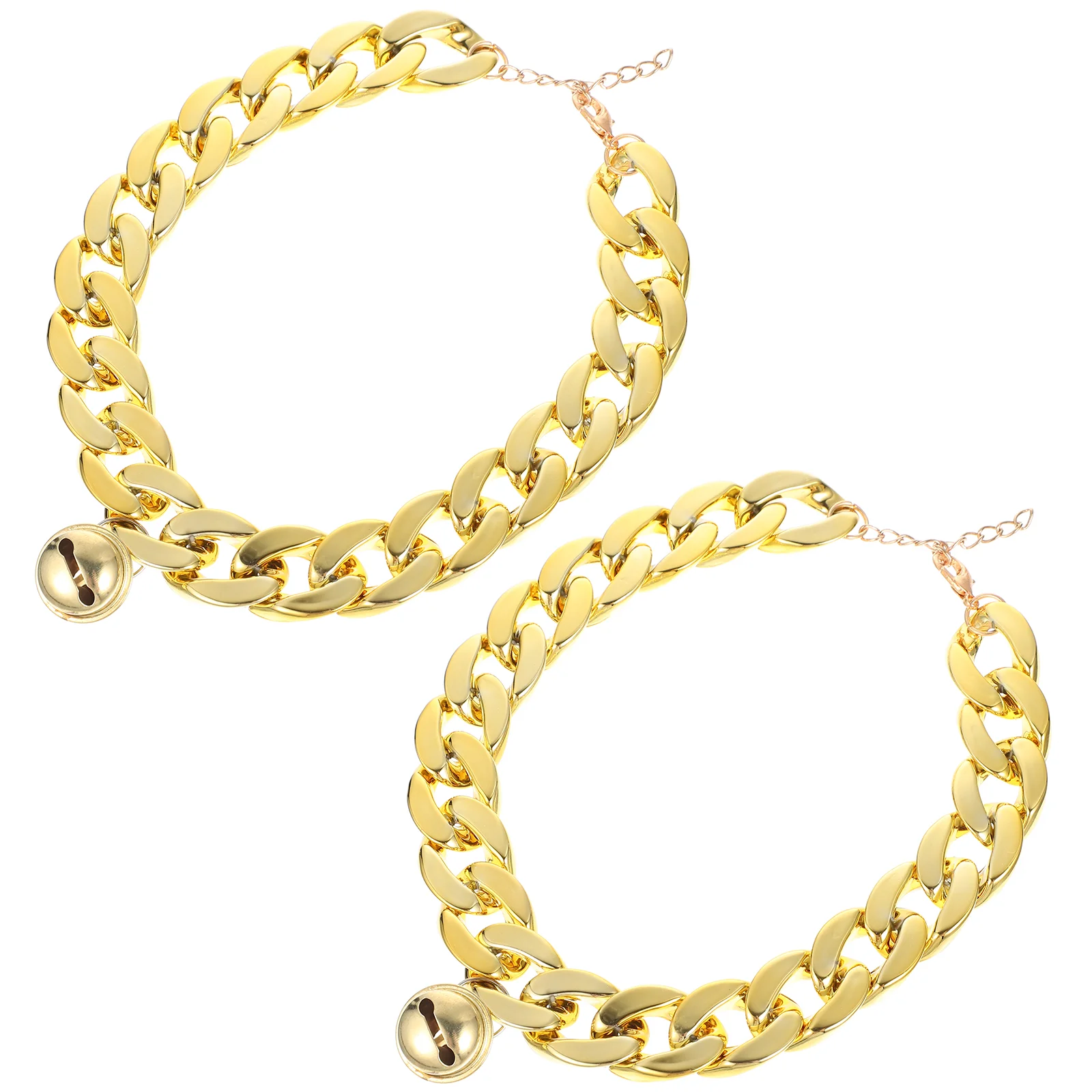 

2 Pcs Pet Collar Dog Bell Chain Neck Gold Collars Puppy Accessories for Golden Abs Necklace