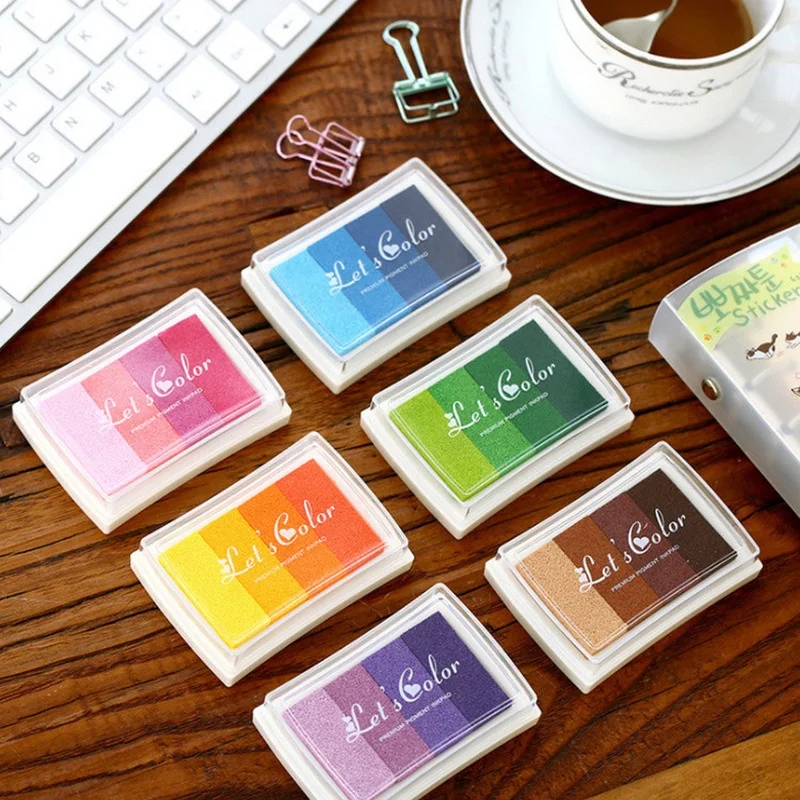 1pcs Gradient Colors Inkpad Clear Stamps DIY Craft Ink Pad Rubber Stamps Inkpad Ink Stamp Pad Colorful Cartoon Craft Inkpad