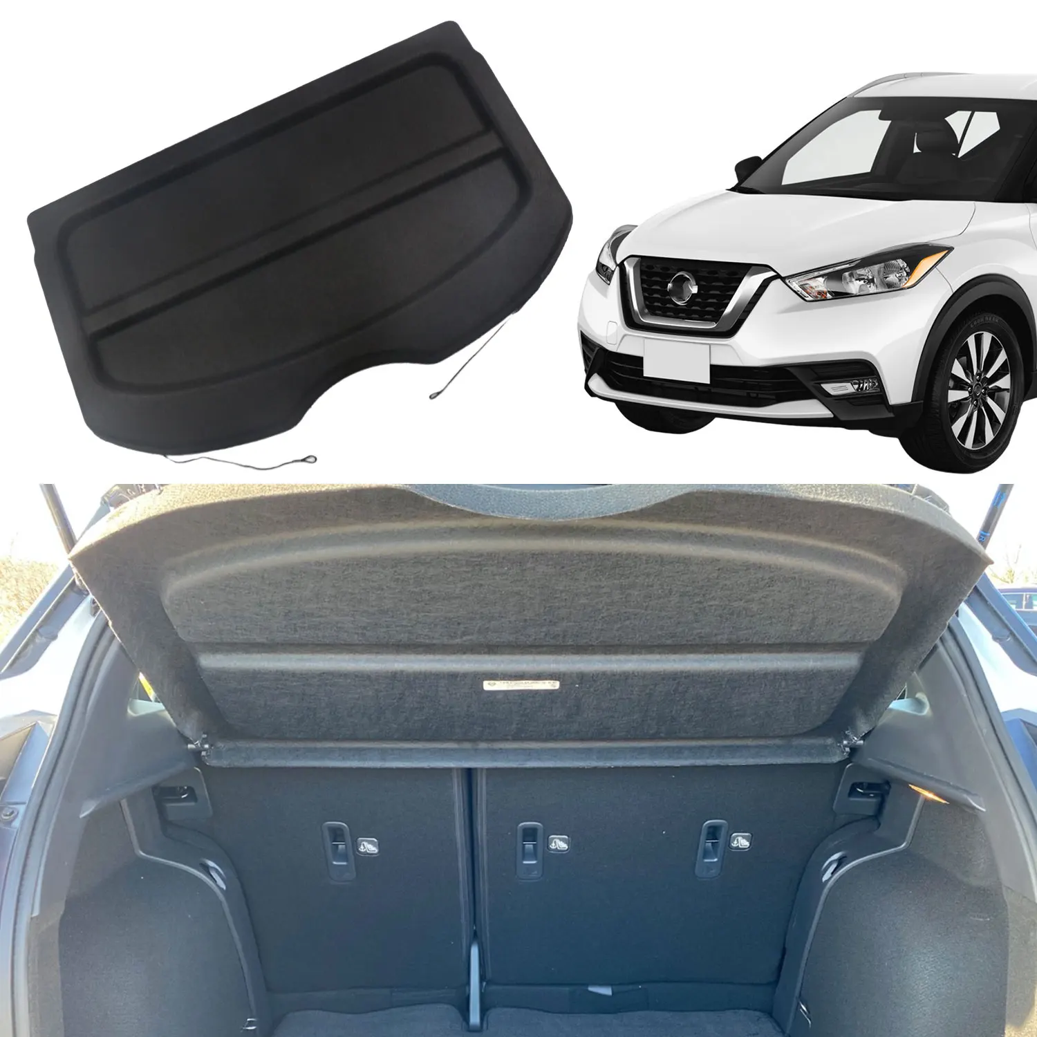 Cargo Cover Fits for Nissan Kicks  2017 2018 2019 2020 2021 2022 2023 Accessories Rear Trunk Cover