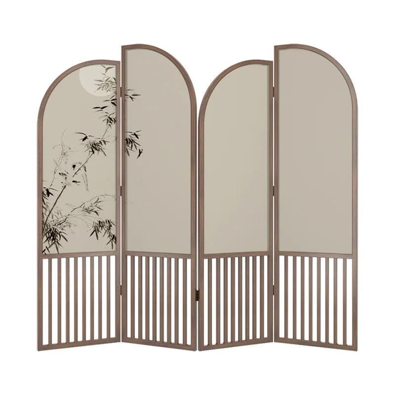 New Chinese bamboo moon screen, sofa background wall, entrance folding fence folding screen