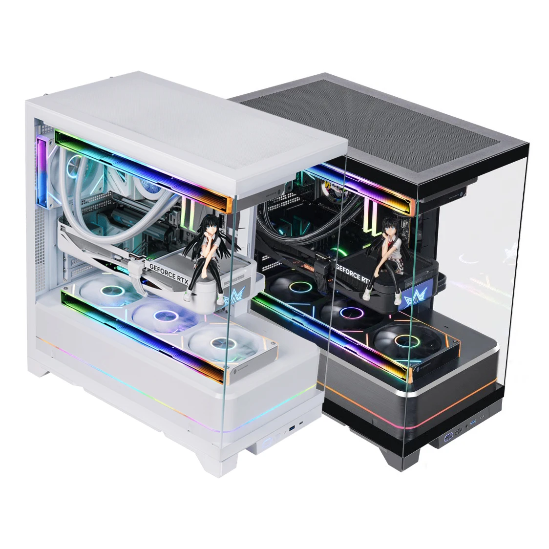 WJCOOLMAN Realm V2 Light Strip EATX/ATX PC Case Type-C Three Sided Glass 360 Water Cooler Desktop Computer Case Gabinetes gamer